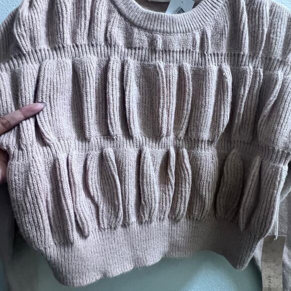 Dreamers By Debut Sweater Women's Size Medium Tan Brown Pullover Cropped - Picture 3 of 6